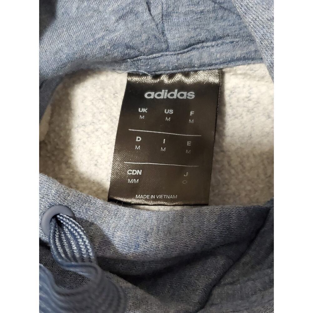 Adidas Men’s M Blue Hoodie Pullover 3‑Stripes Logo Sweatshirt Kangaroo Pocket - Picture 9 of 13